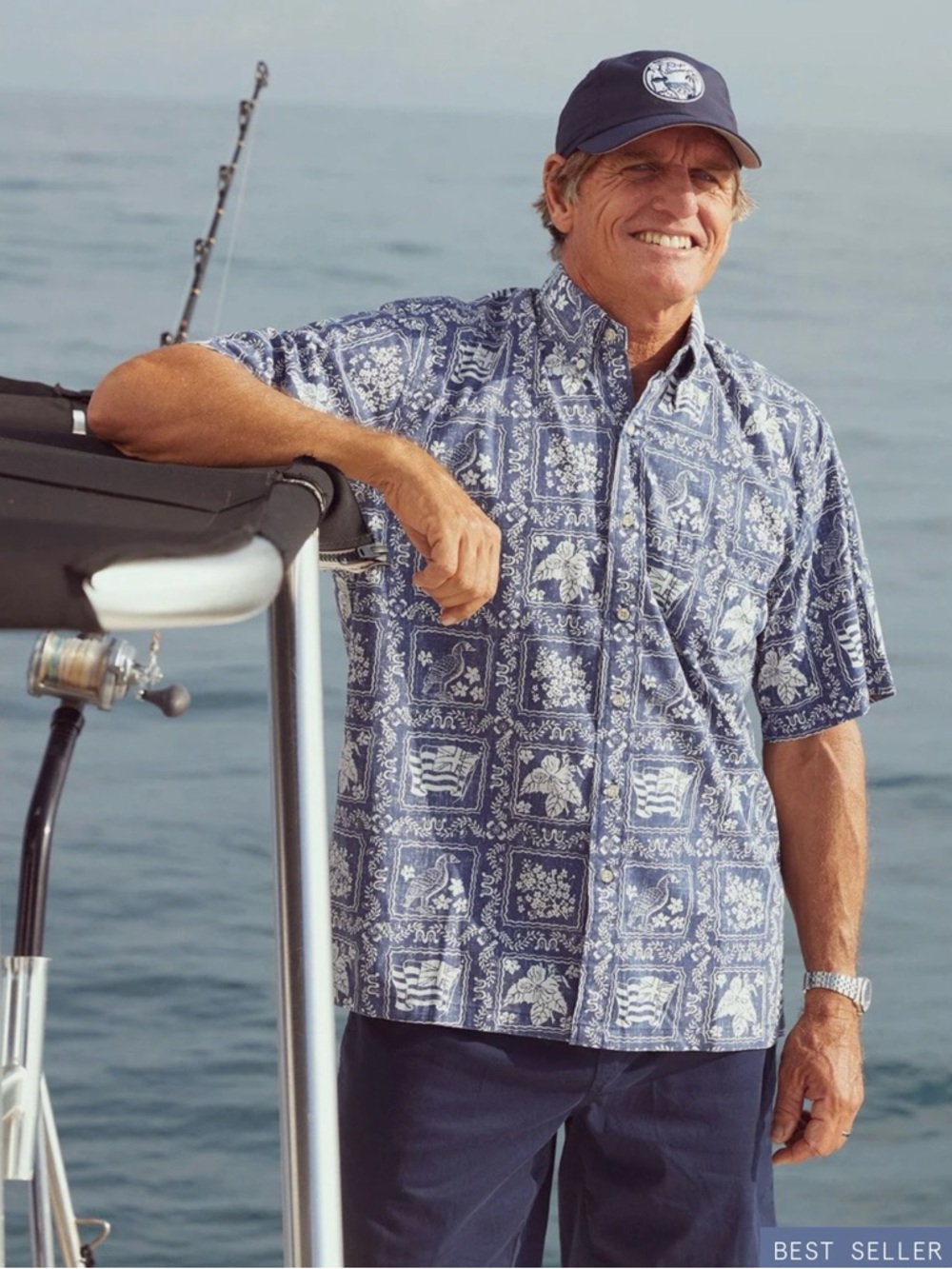 REYN SPOONER Men’s Lahaina Sailor Button Up, Navy, XL